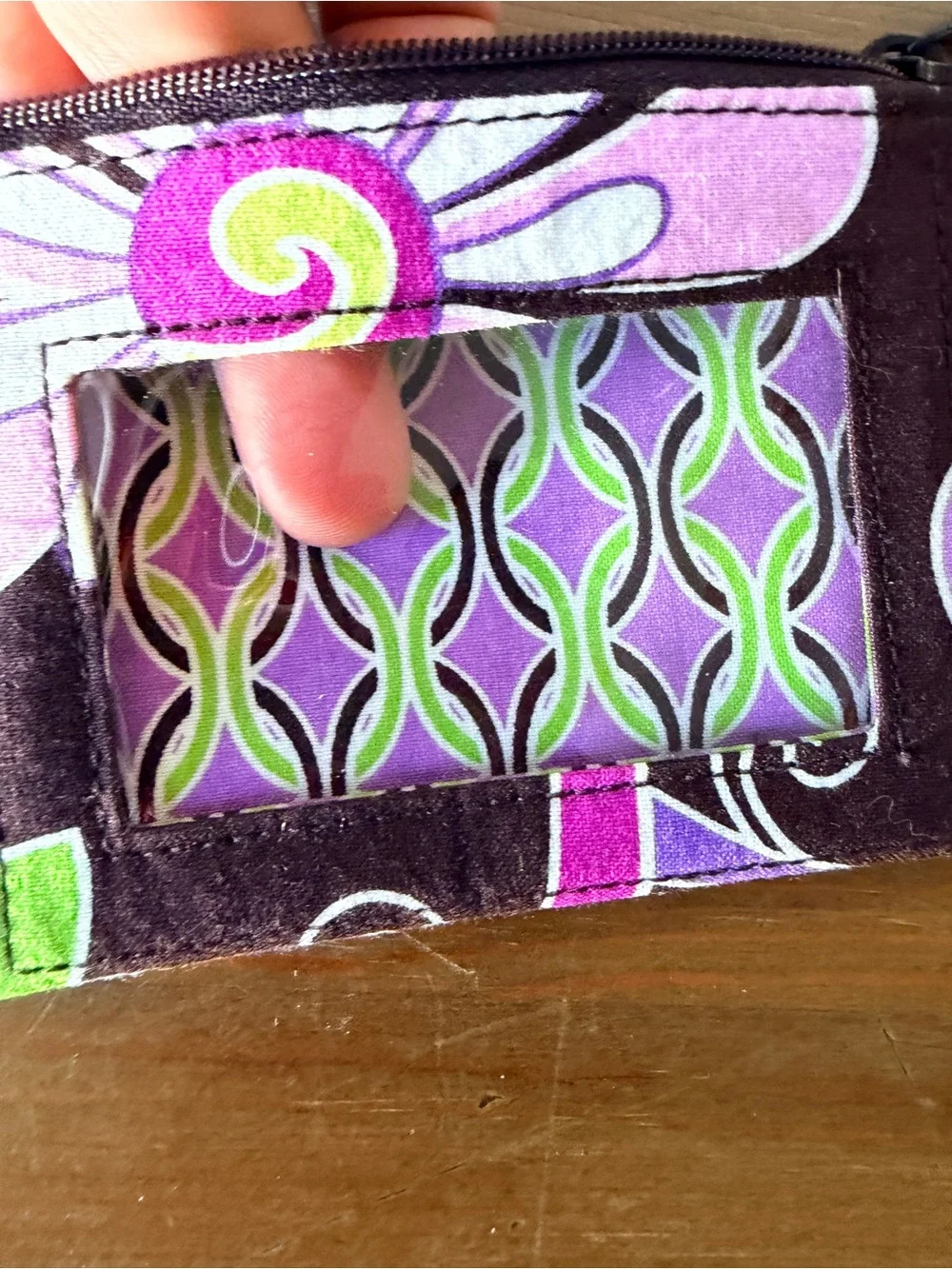 Vera Bradley Retired Vintage Purple Punch Pattern ID Wallet Split Keychain